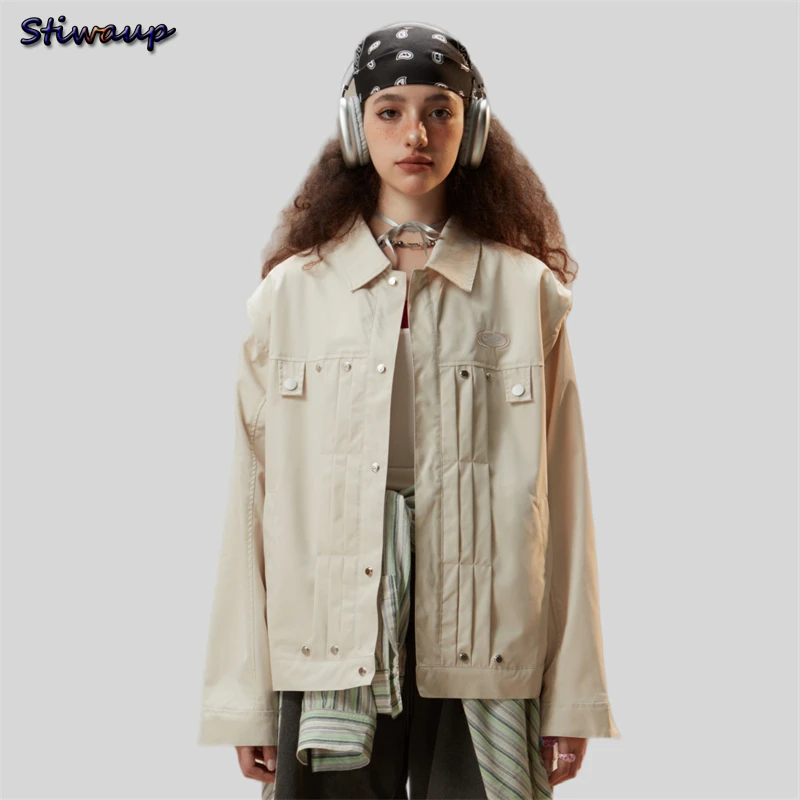 

Jackets for Women 2023 Pockets Bomber Oversized Japanese Fashion Harajuku Streetwear Korean Coats Long Sleeve New In Outerwears