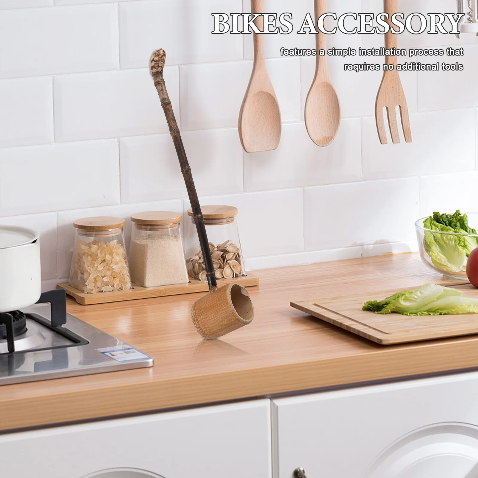 

Long Handle Bamboo Water Ladle Durable Water Spoon for Outdoor Camping Tea Ceremonies Kitchen Bath Ladle Kitchen Watering Dipper