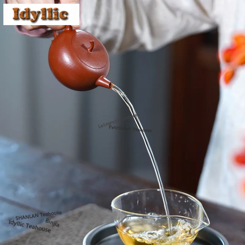 130ml Ancient Yixing Purple Clay Teapots Handmade Apple Pot Raw Ore Zhu Mud Tea Maker Kettle Chinese Zisha Tea Set Gift Craft