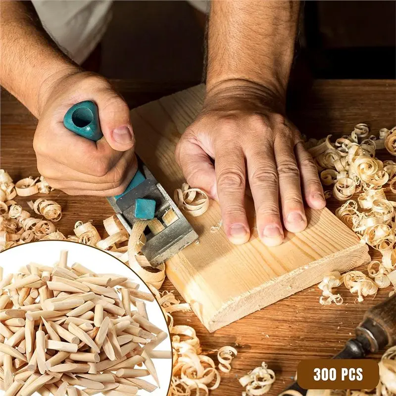 A01F-Pocket Hole Plugs For Woodworking- For Jig Tools Compatible, 300-Pack In Pine Wood