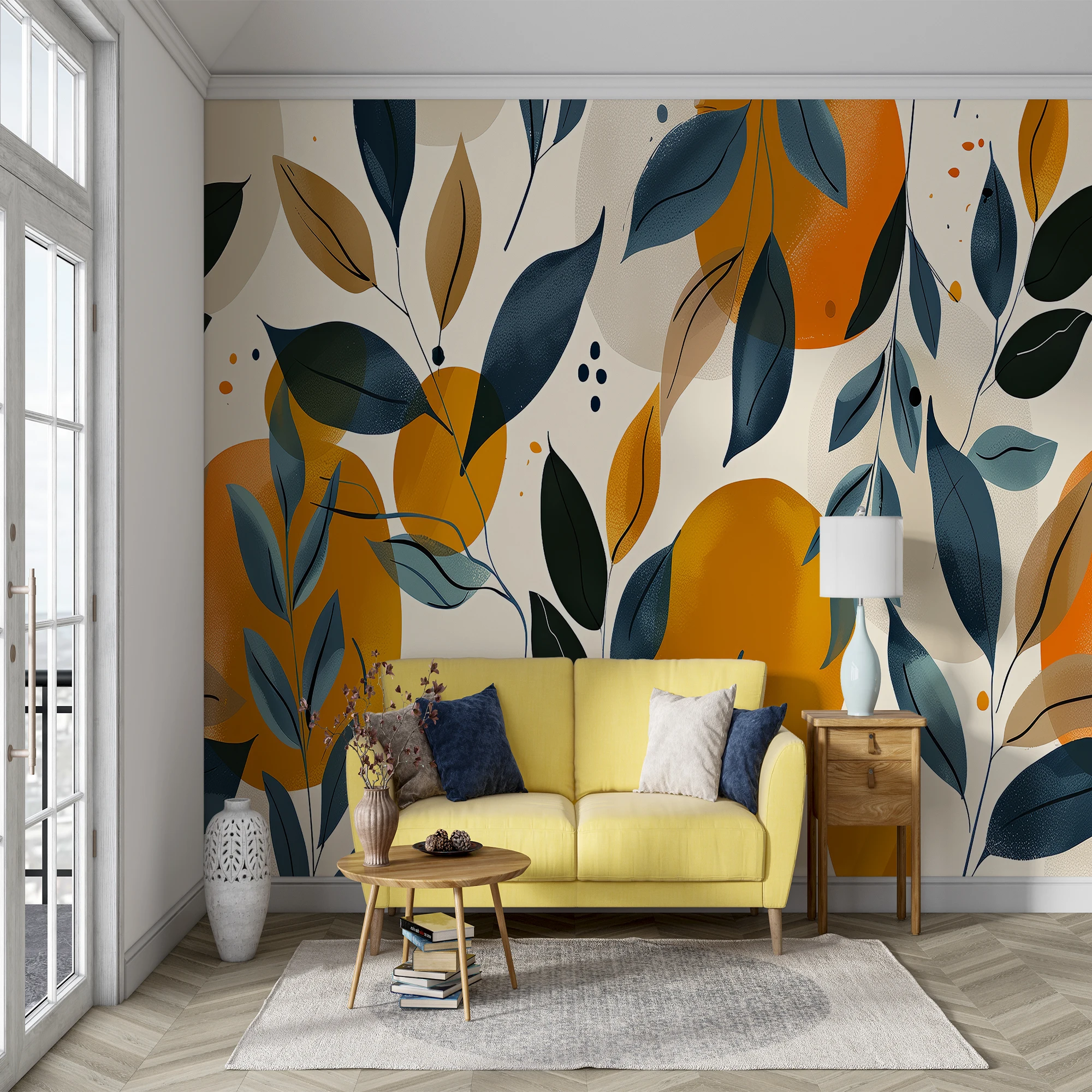 Customized 3D Wallpaper Tropical plant leaf background wall