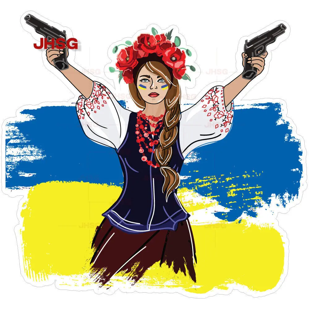 Ukrainian Girl Vinyl Car Laptop Window Wall Car Sticker Autograph Vehicle Exterior Decoration Accessories