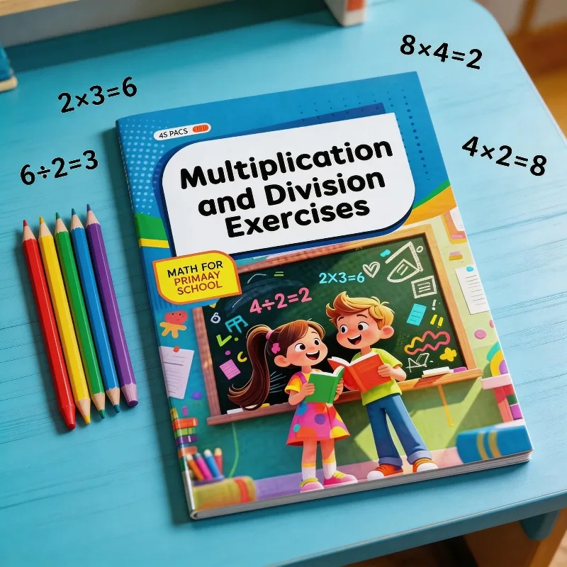 Multiplication and Division Workbook, 48 Pages, Fun Math Workbook, Math Specialized Training Multiplication Mnemonic Book