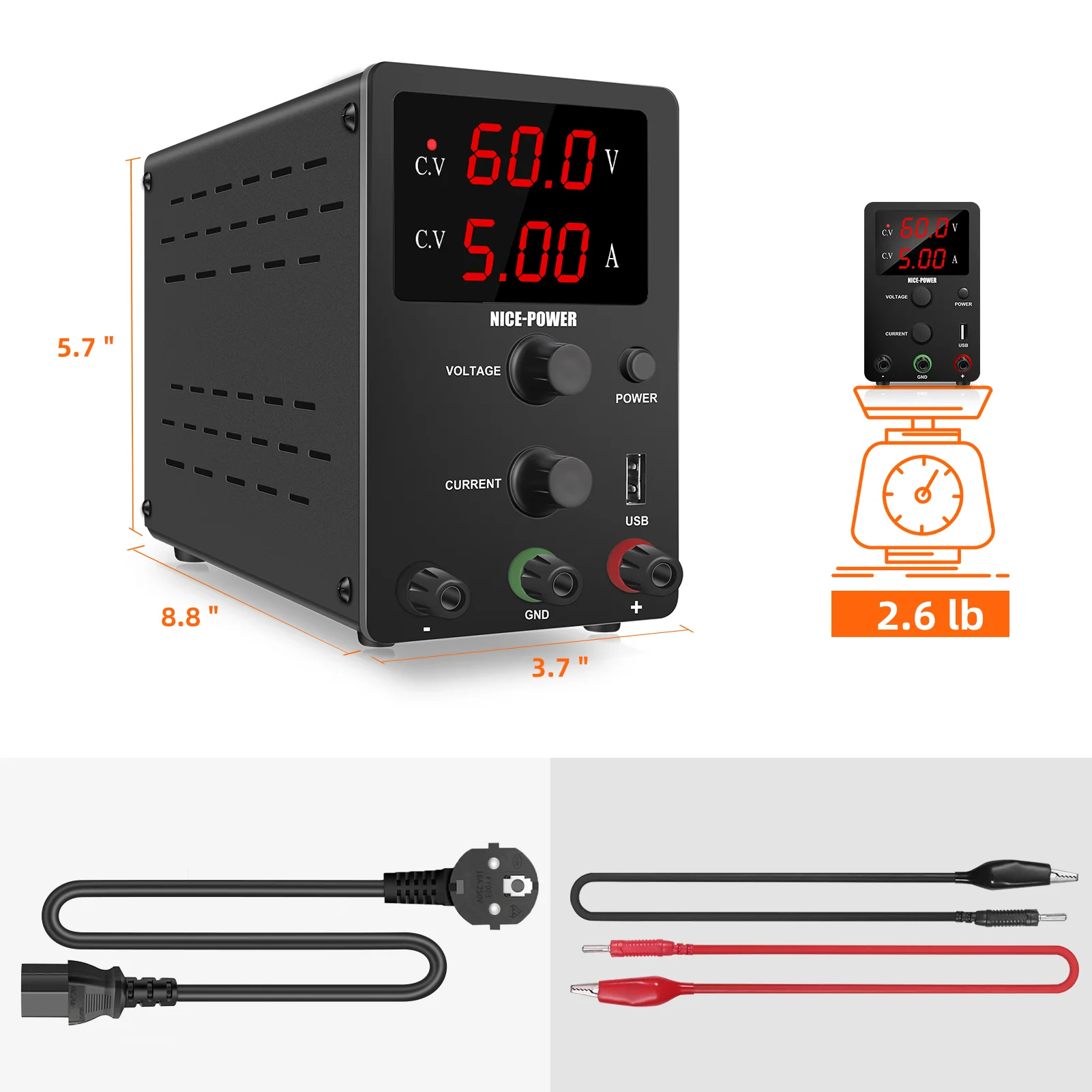 AC To DC Adjustable Laboratory Switching Power Supply 30V 60V 120V For Laptop, Mobile Phone Computer PCB Repair And Charging