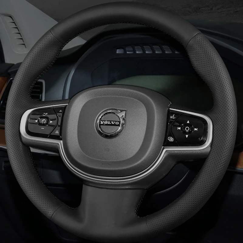 Custom Car Steering Wheel Braid Cover Soft Genuine Leather 100% Fit For Volvo S90 XC90 XC60 S60 V90CC Auto Interior Accessories