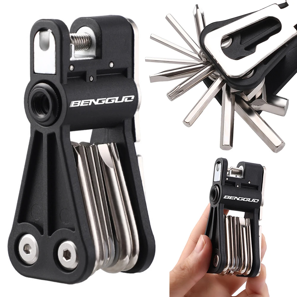 

18-in-1 Bicycle Multi-Function Tool Schrader & Valve Bicycle CO2 Cylinder Pump Gas Nozzle for Mountain Road Bikes