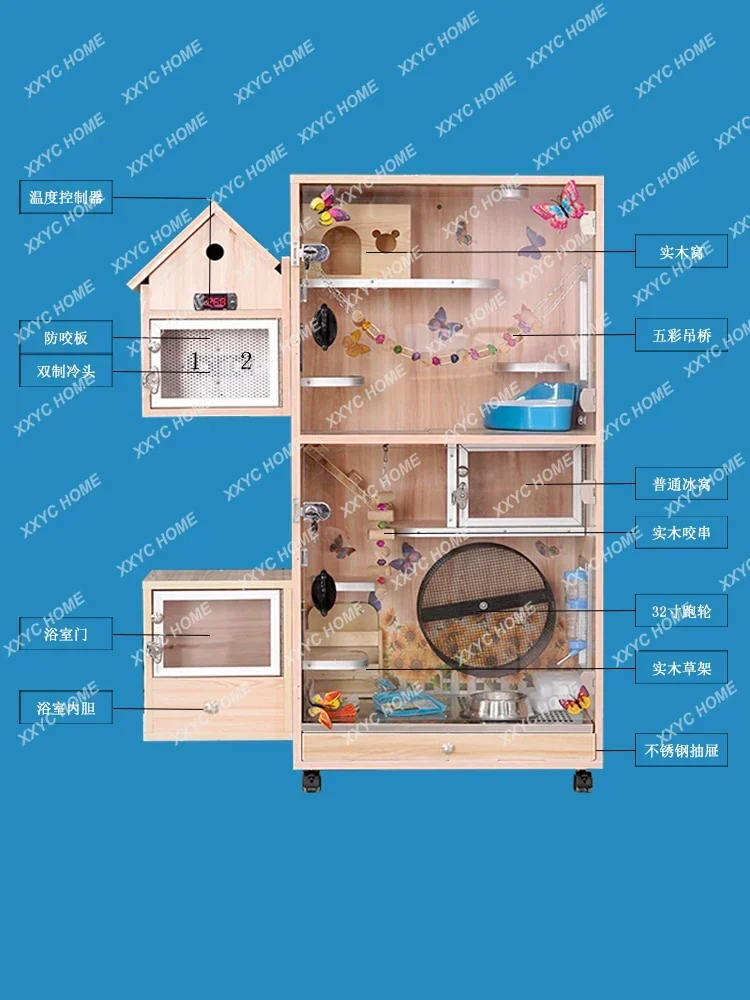 Totoro Cage Solid Wood Totoro Cabinet Cage Oversized Totoro Special Air Conditioning Villa Pet Ice Mat