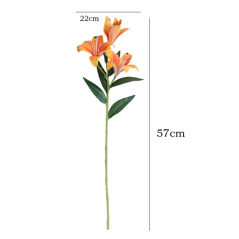 5 Stück Künstliche 3D-Druck 3-Köpfige Lilien, Kunstblumenstrauß für Wohnzimmerdekoration, Hochzeit, Blumenarrangement, Partydekoration – Detail 2