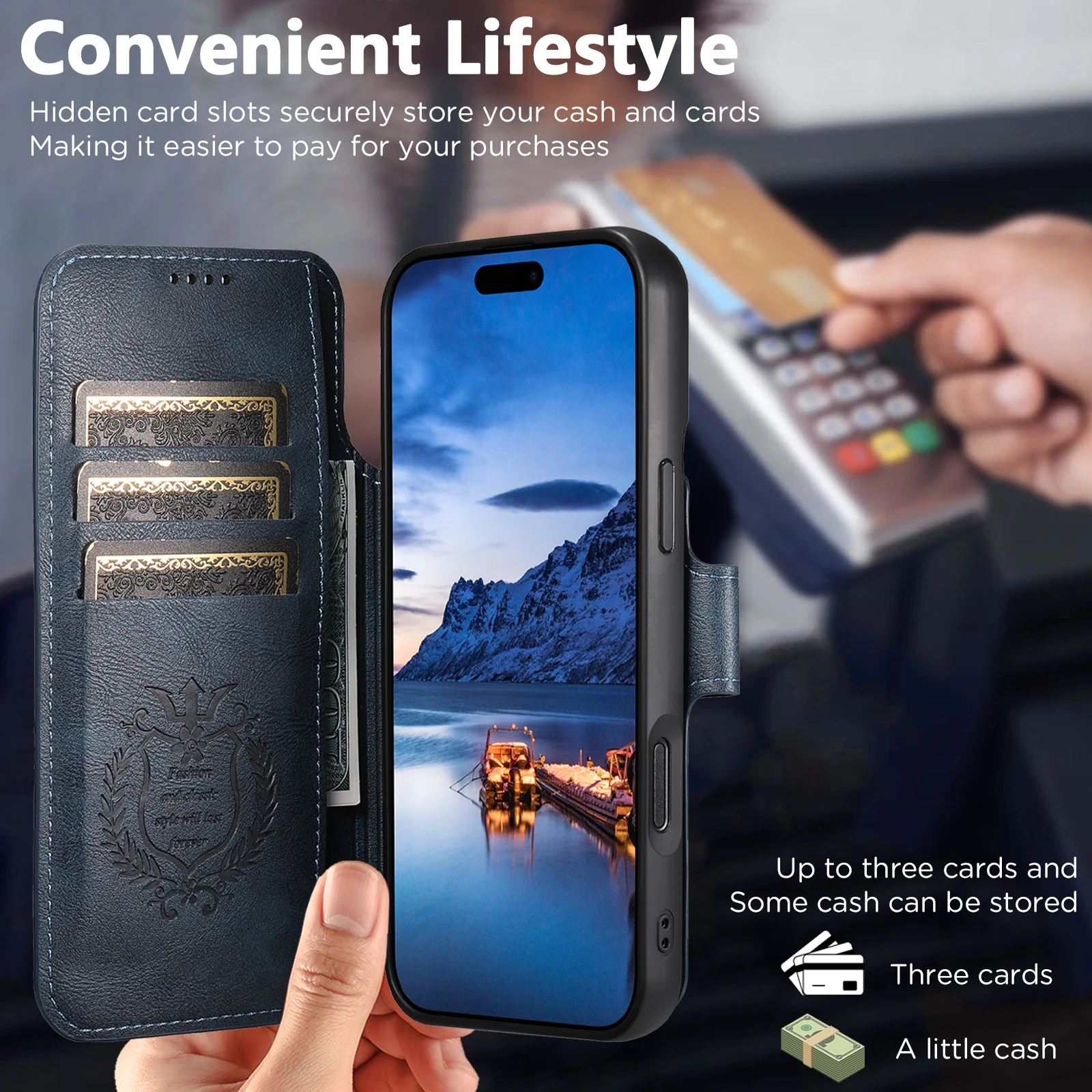 SUTENI Kunstleder Kabelloses Ladegerät Kartenhalter Ständer Brieftasche Magnetische Klapphülle Handyhülle für iPhone 18 Pro Max 17 16 15 14 – Detail 28