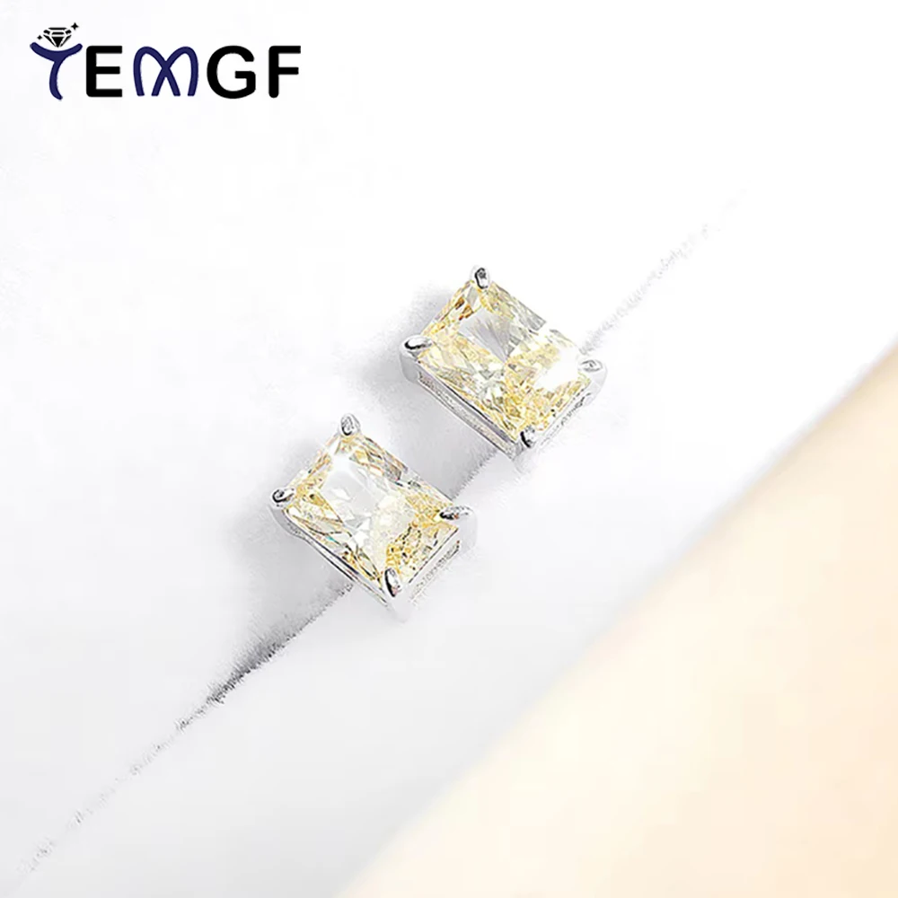 

TEMGF 2CT/пара серьги Raytheon с цирконом, серьги-гвоздики из стерлингового серебра S925 для женщин, классические роскошные ювелирные изделия, сверкающие подарки