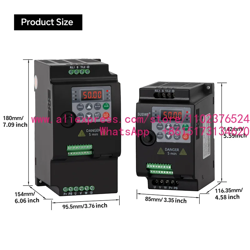 AC driver 380V AC vector inverter VFD 0.75KW 1.5KW 2.2KW three-phase motor