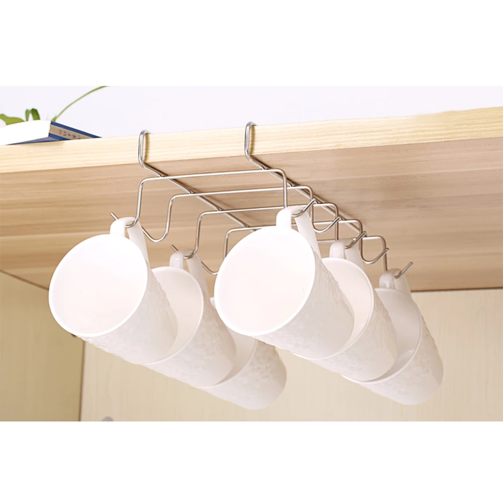 

Stainless Steel Holder Rack 10 Hooks Kitchen Cup Storage Holder Rack Storage Mug Hanger Glass Display Space Saver