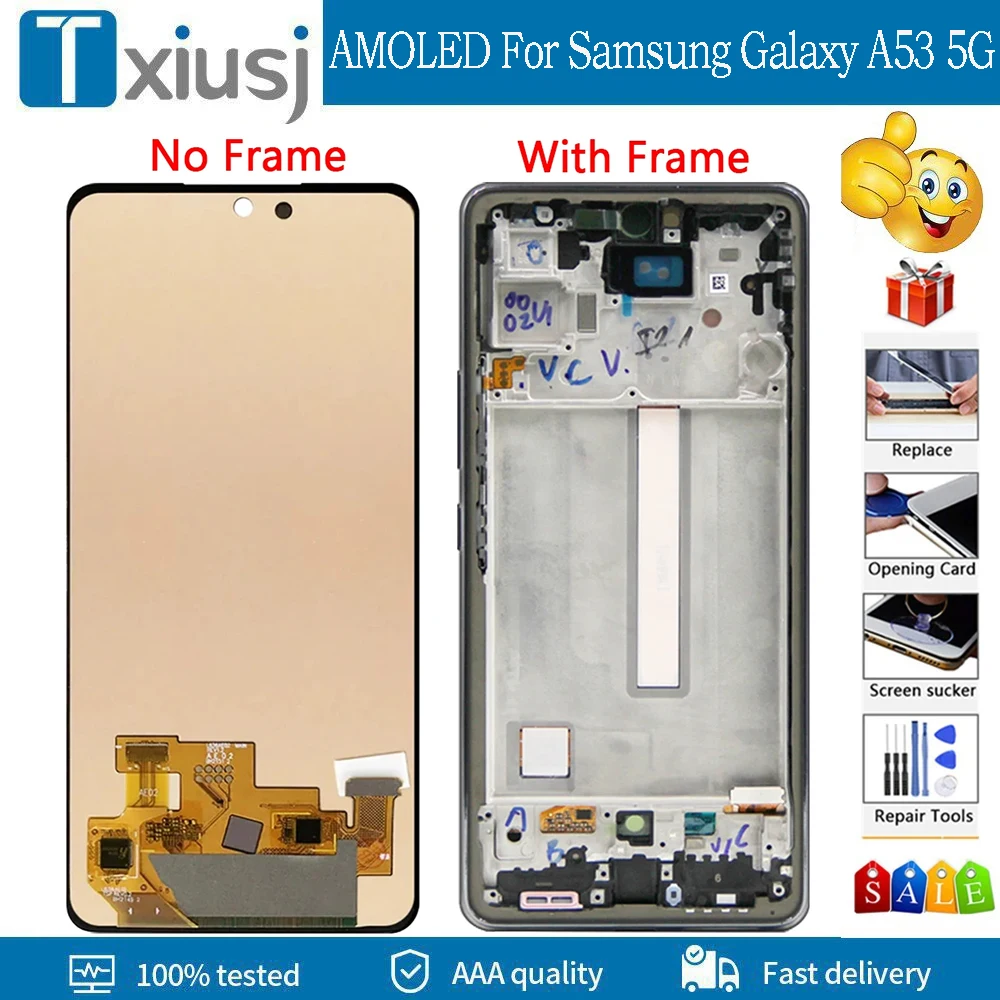 

6.5" Super AMOLED For Samsung Galaxy A53 5G A536B/DS Display LCD Touch Screen Digitizer Assembly For Samsung A536 LCD With Frame