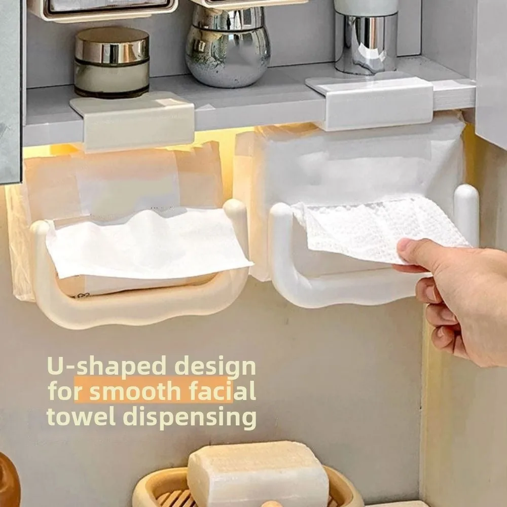 U-shaped Hanging Tissue Holder Removable Waterproof Wall-Mounted Napkin Holder Space Saving Punch-Free Paper Towel Container