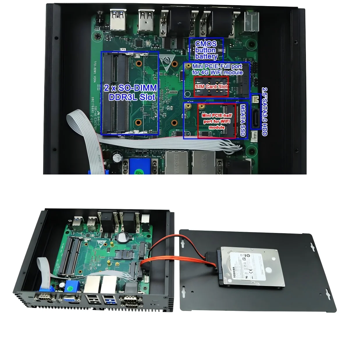 كمبيوتر صغير بدون مروحة Intel N100 Dual Lan HD VGA 6x منافذ COM التسلسلية كمبيوتر صناعي للأعمال للتحكم في الوصول إلى بوابة إنترنت الأشياء POS