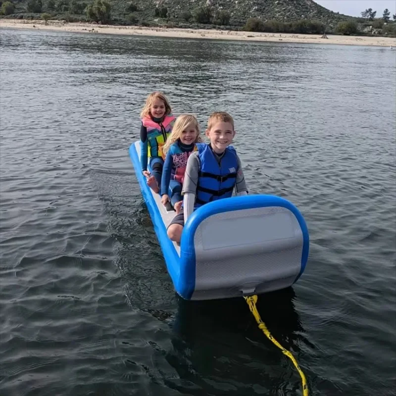 Custom Inflatable Toboggan Snow Sled With Grooved Rubber Base Tracks