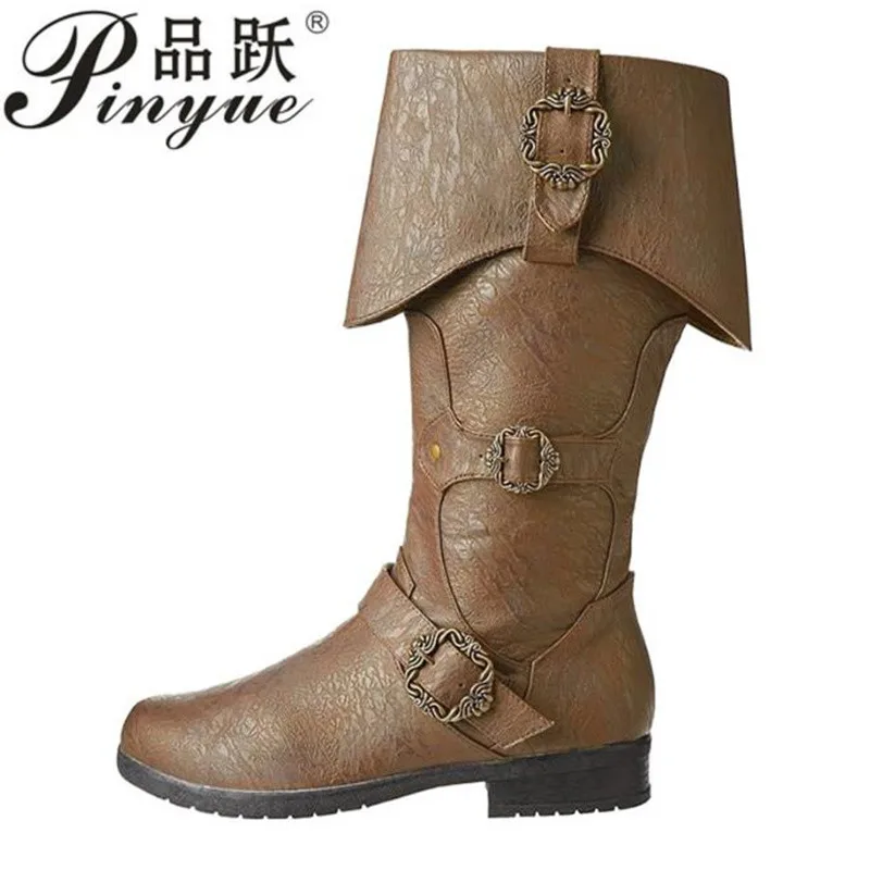 

Men Faux Leather Medieval Boots Renaissance Gothic Viking Pirate Mid Calf Boots Renaissance Role-playing Boot Shoes38-48