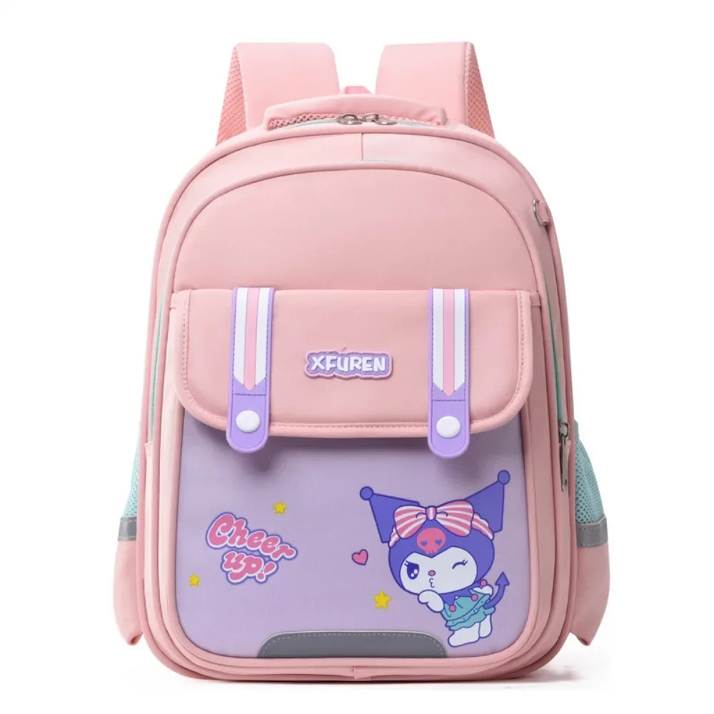 Sanrio Kuluo-mochila escolar de poliéster con dibujos animados para niños, resistente al desgaste morral impermeable, con reducción de carga