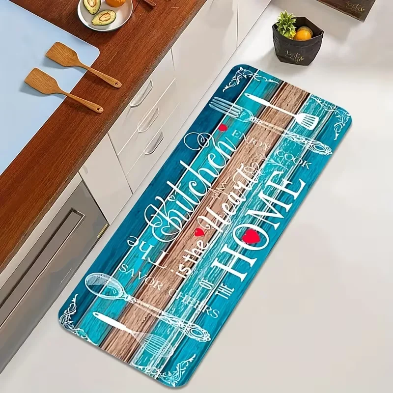 Vintage Kitchen Utensil Print Long Runner Rug Anti Slip Floor Mat Farmhouse Cooking Area Decor Kitchen Entrance Carpet