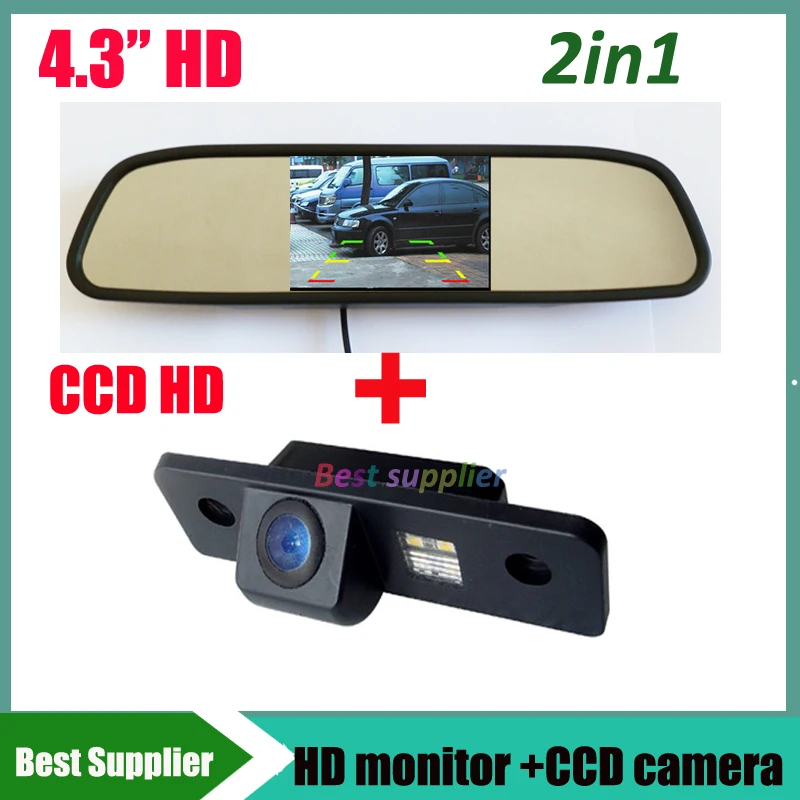 CCD HD Car Rear View back parking Camera for Skoda roomster octavia tour fabia + 4.3inch Car Monitor rearview mirror