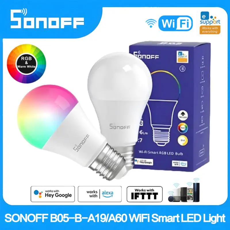 SONOFF B05-BL-A19/A60 WiFi Smart Light Bulb E26 E27 RGB LED Lamp Warm White Colorful Dimmable Lights App Voice Control For Alexa