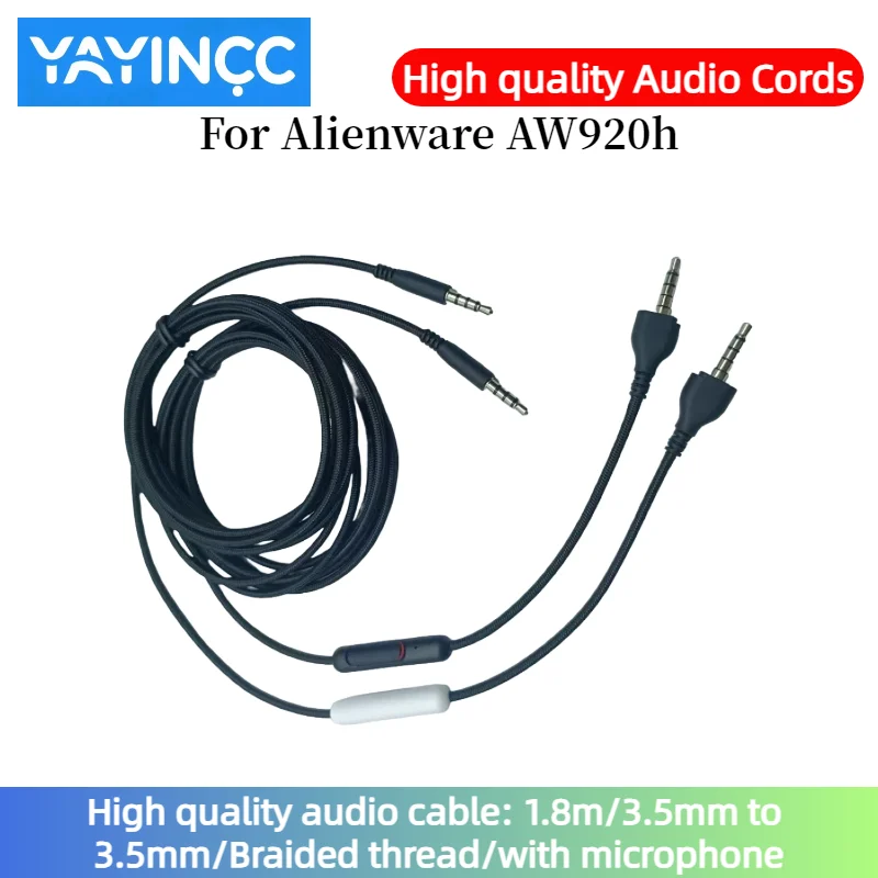 

High quality audio cable For Alienware AW920h Headset Gaming Headphone Audio Cable Upgrade Cable Microphone Plug and Play