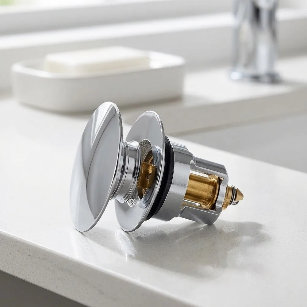 Solid Brass Spring Loaded Sink Drain Stopper with 68mm Lift Height and 48mm Closed Height for Comfortable Water Control