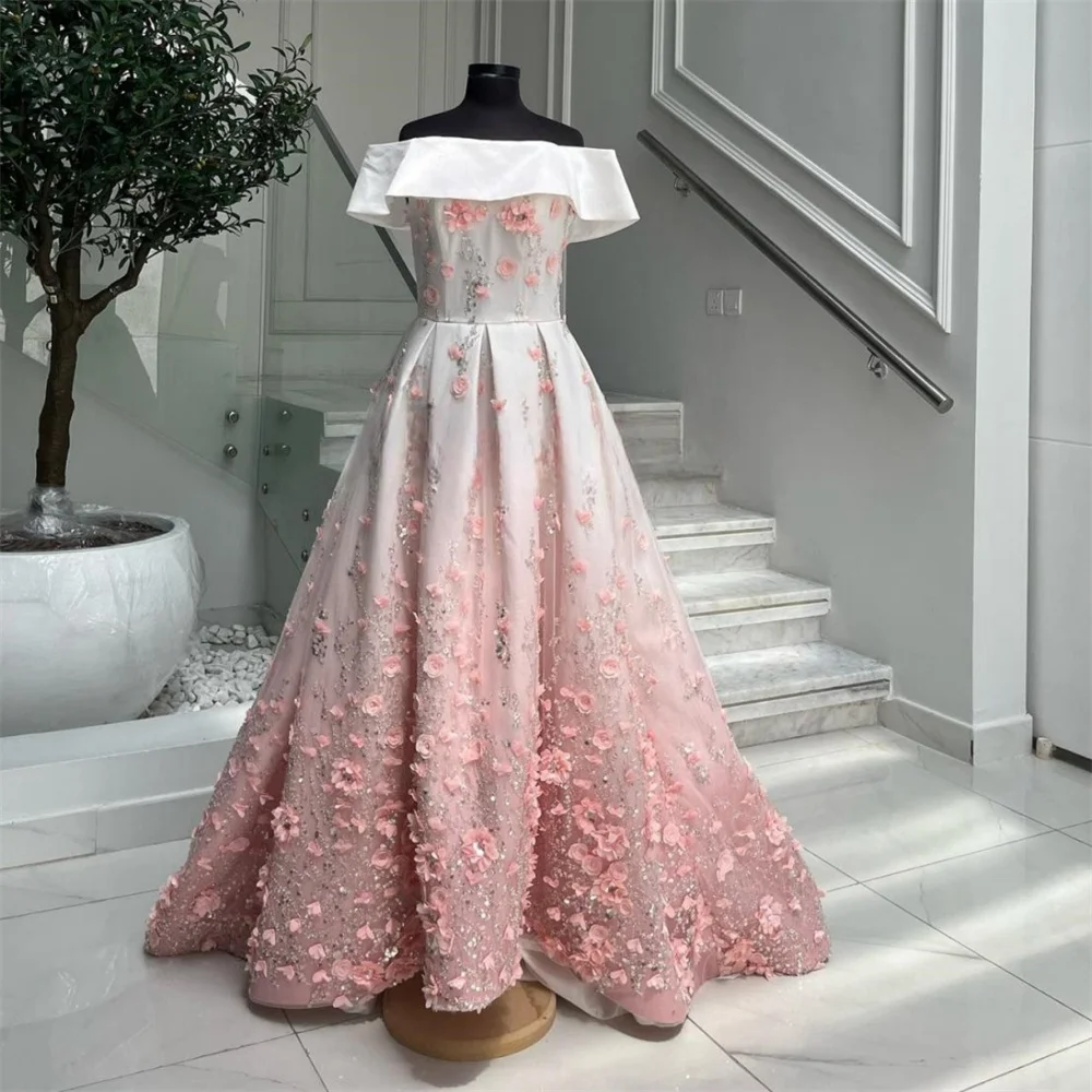 

Evening Gown Formal Dearin Off-the-shoulder Ball Floor Length Skirts Draped Layered Sequin Applique Bead Bespoke Occasion Dresse