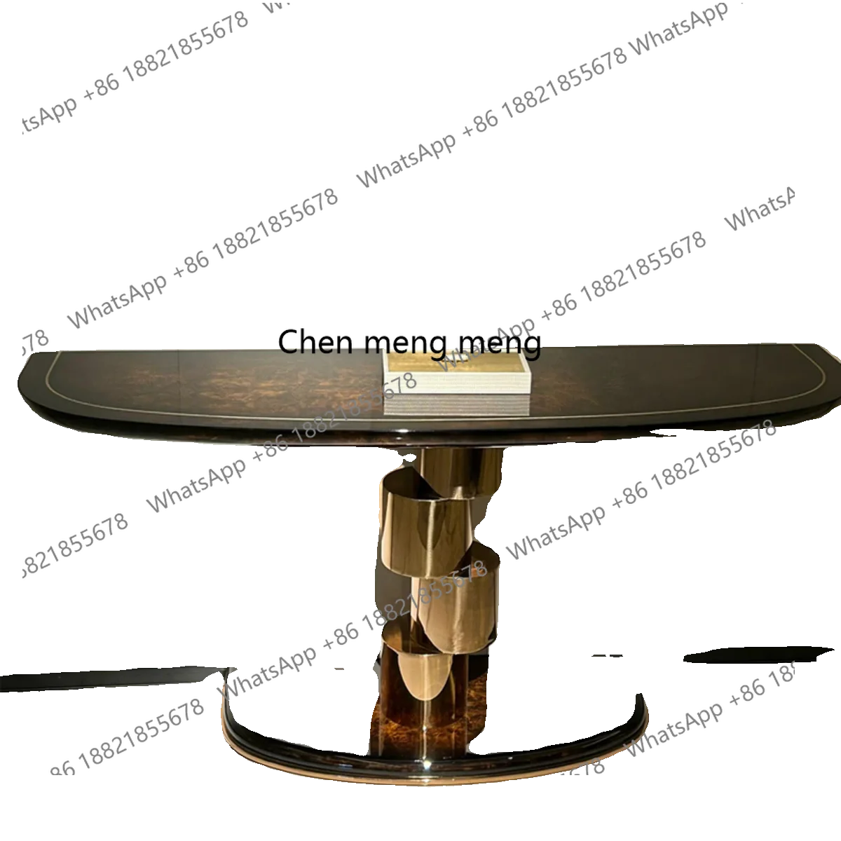 

Entrance table Italian light luxury stainless steel solid wood end-view platform, entrance corridor