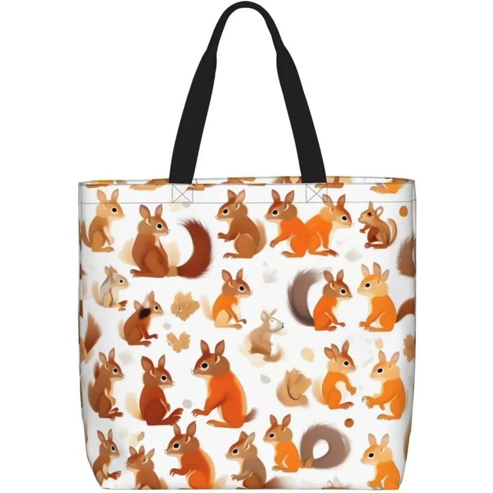 

Dancing Thanksgiving Bear Print Tote Bag, Reusable Shopping Bag, Large Capacity Zipper Single Shoulder Convenience Bag
