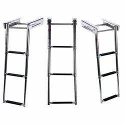 New Under Platform 3-Step Boat Boarding Ladder Stainless Steel Telescoping Swimming Pool Ladder