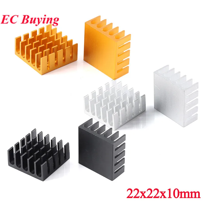 5pcs/1pc 22*22*10mm Heatsink Cooling Fin Aluminum Radiator Cooler Heat Sink for Transistor PBC IC Chip LED Module 22x22x10mm