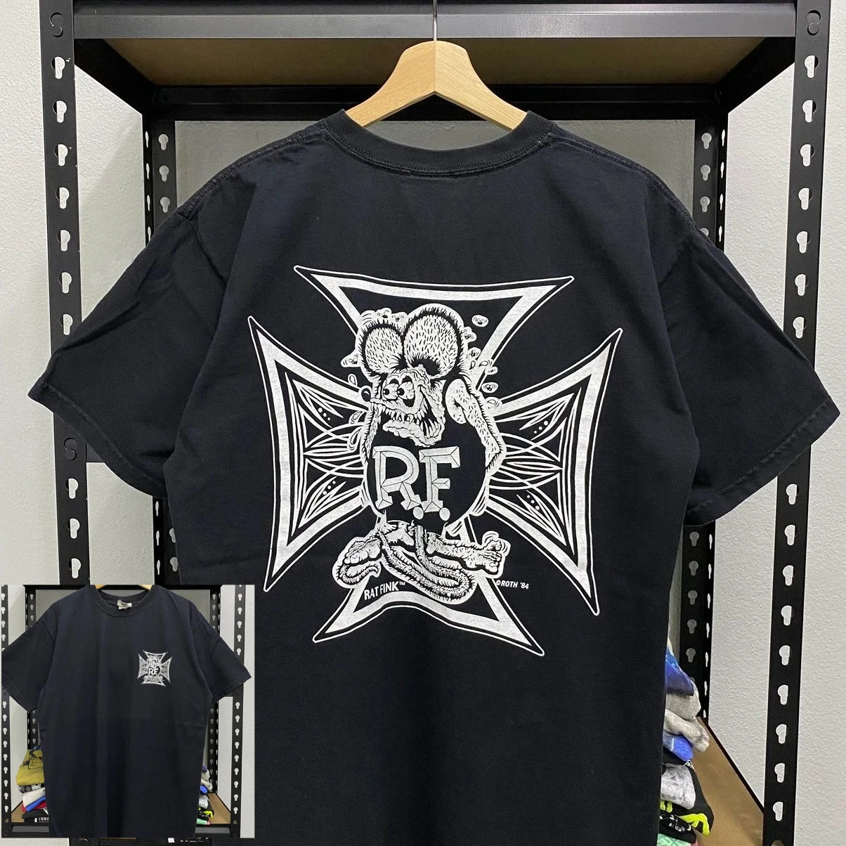 T-shirt Imprimé En Coton À Manches Courtes Vintage Américain Ratfink Mooneyes