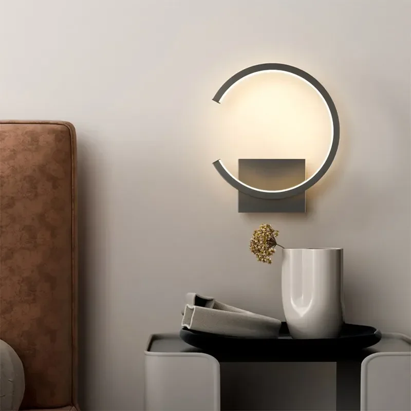 

Semicircular Aluminum LED Wall Sconces Modern Minimalist for Living Room Bedroom Bedside Dining Rooms Illumination Fixture