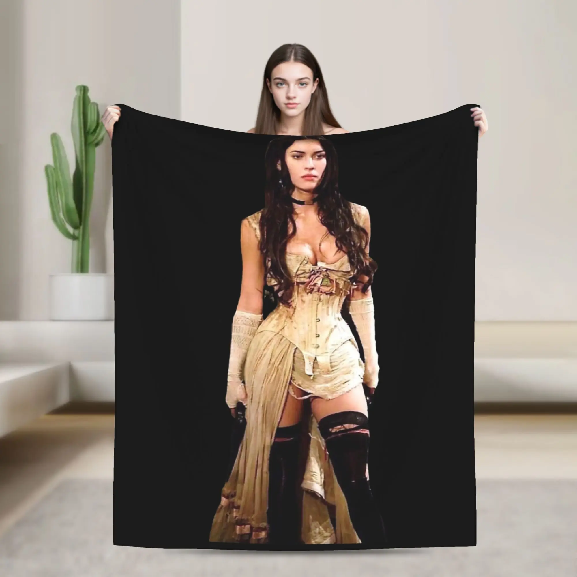 Megan Fox Is A Badass Wool Blankets  Funny Throw Blanket for Bed Sofa Couch 150*125cm Quilt