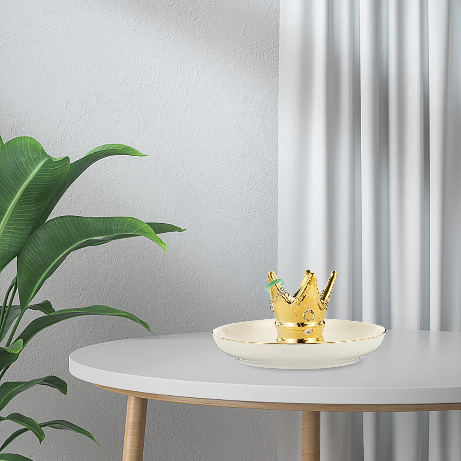 

Керамическая тарелка для хранения украшений с дизайном в виде короны, декоративный поднос для колец, ожерелий и серег для дома, общежития, отеля