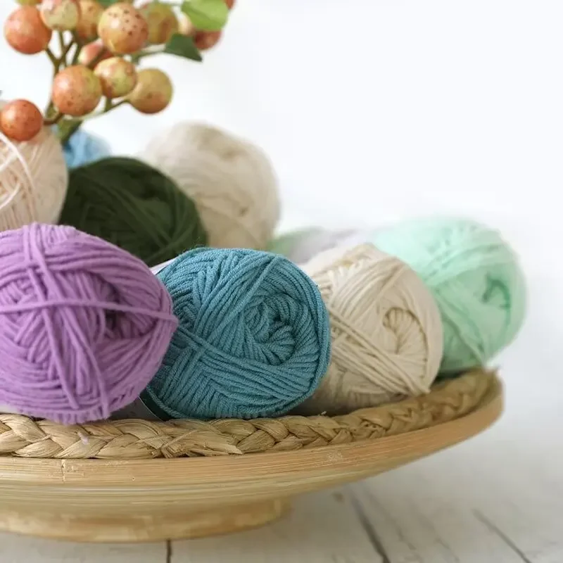 4 Strands of Milk Cotton Yarn Ball, 4 Strands of Combed Cotton Yarn Soft and Non Pilling, Handmade DIY Cute Doll Yarn for Babies