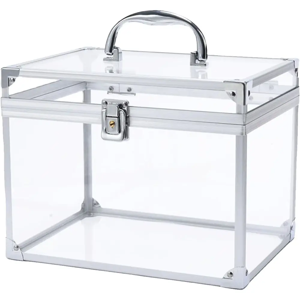 

Crown Box, Clear Cosmetic Case, Acrylic Artists Display Case, Toiletry Train Case with Latches & Handle Large Capacity Acrylic T