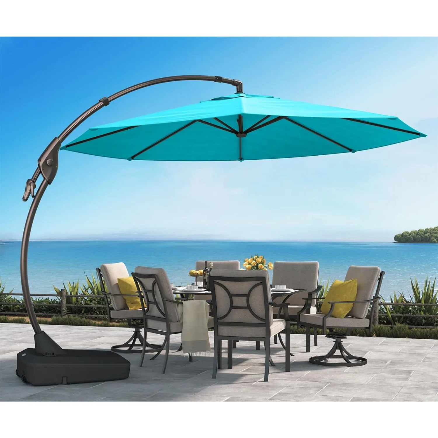 

Grand Patio 12 FT Sunbrella Cantilever Umbrella with Base Outdoor Round Aluminum Offset Hanging Umbrella Shade Tilt Adjustment