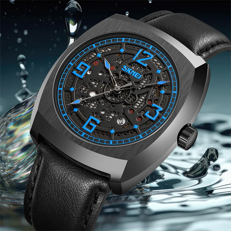 ساعة SkmeiMen's Fashion Trend ذات قرص كبير كوارتز ساعة مضيئة مقاومة للماء للرجال