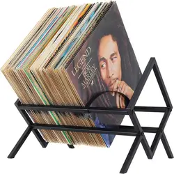 Stockage de disques vinyles, support de disque en vinyle noir 256, capacité de 80 à 100 LP, support en métal à un niveau