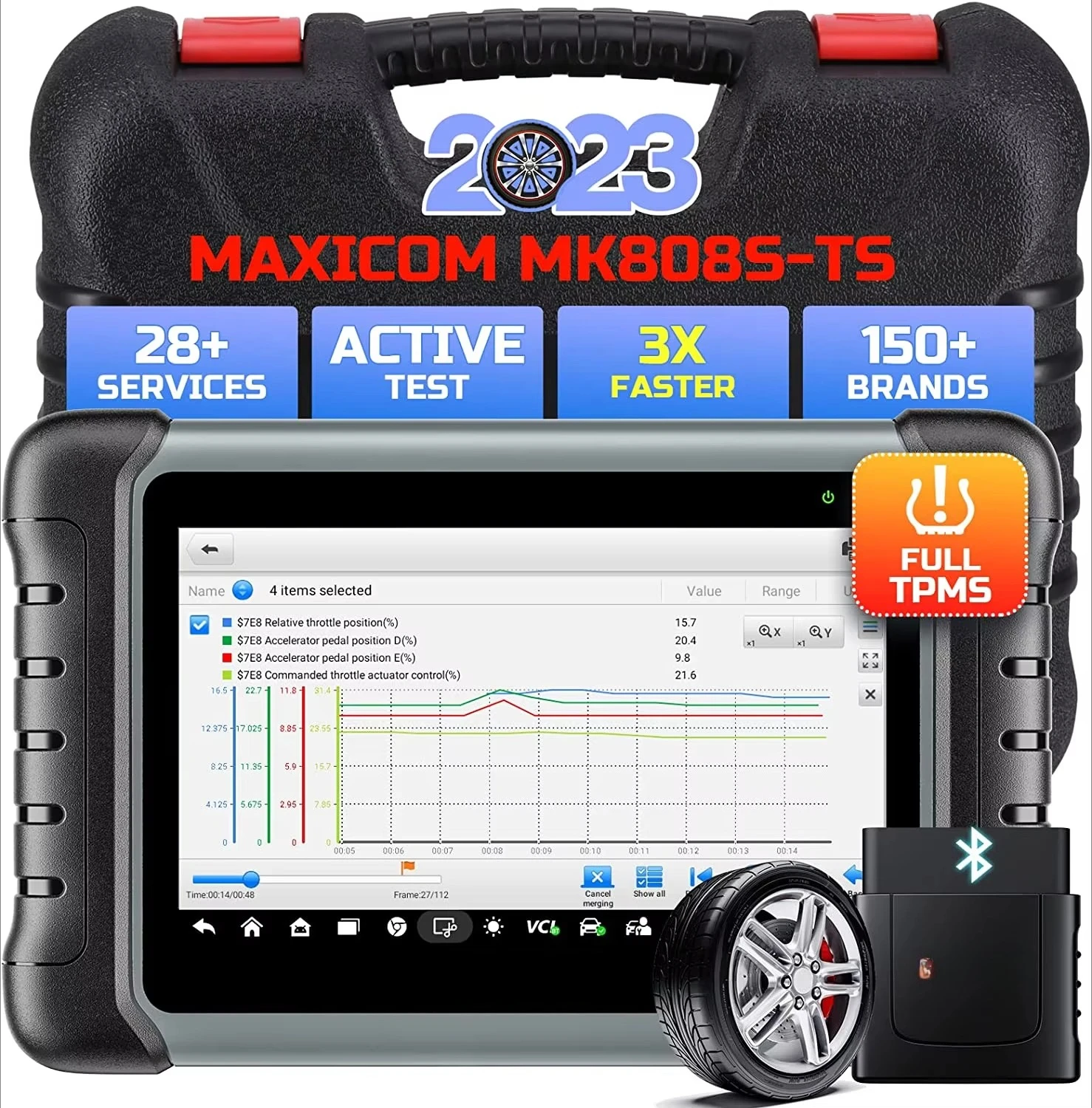 Autel MaxiCOM MK808S-TS MK808Z-TS TPMS أداة إطلاق دعم برمجة الاستشعار ووظائف اختبار البطارية PK MK808S/Mk808Z #3