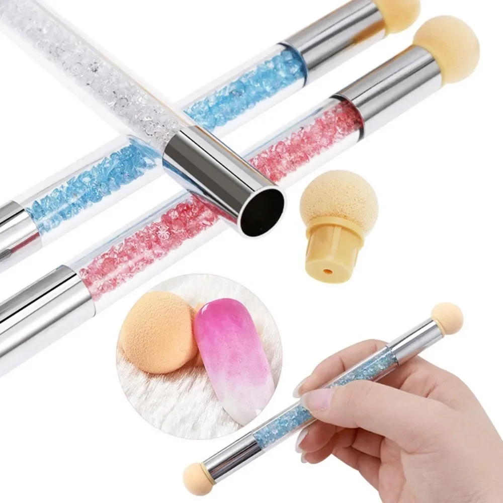 Double-ended Gradient Shading Pen Dotting Brush Replacement Head Sponge Rhinestone Handle Nail Art Painting Tools Manicure Brush