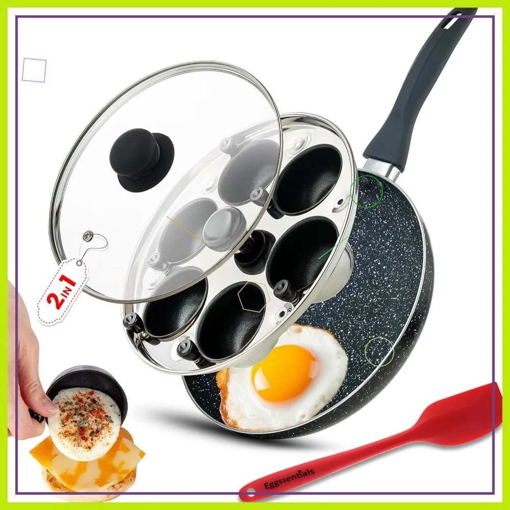 

Сковорода-омлетница 2-в-1 с 6 отделениями, антипригарная, для легкой готовки - 10 дюймов