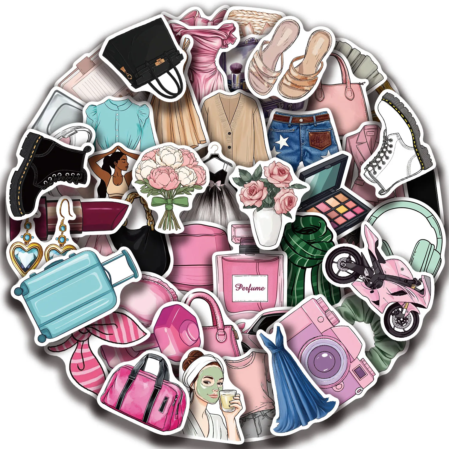 50pcs Leisure and lifestyle stickers, exquisite and cool graffiti stickers, cartoon stickers, fun and classic gift decorations