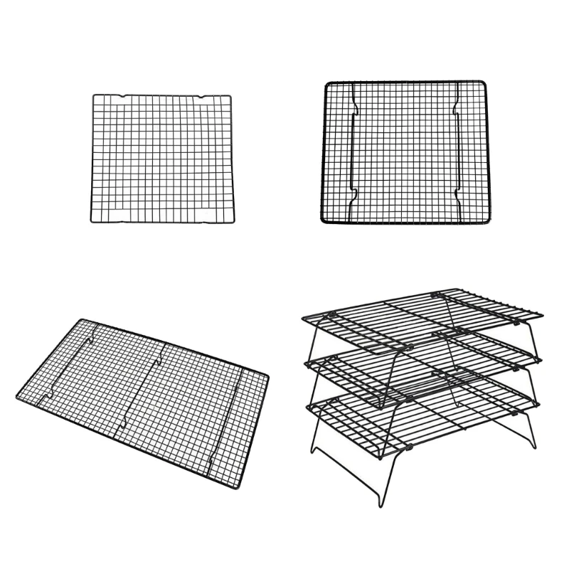 

Portable BBQ Net Foldable Grilling Meah Iron Material Non Bread Cooling Rack for Outdoor Camping and Drop shipping
