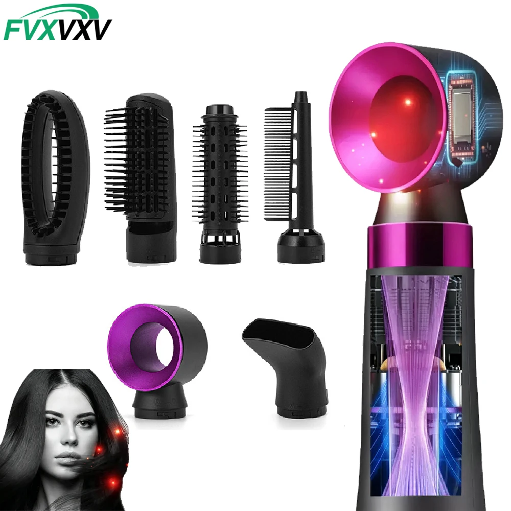Aliexpress 6 in 1 Hair Dryer Brush, Negative Ion Hot Air Blow Dryer Comb, Multifunctional Styler Drying Straightening Curling Volumizing - Aliexpress Deal
