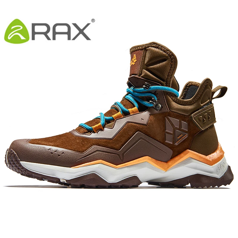 RAX Men Hiking Shoes Mid-top Waterproof Outdoor Sneaker Men Leather Trekking Boots Trail Camping Climbing Hunting Sneakers Women