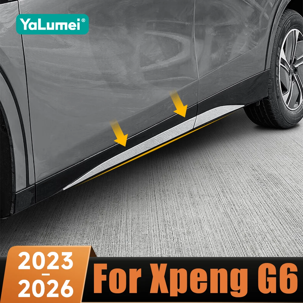 For Xpeng G6 2023 2024 2025 2026 Stainless Steel Car Side Door Body Skirt Accent Moulding Sticker Trim Cover Accessories