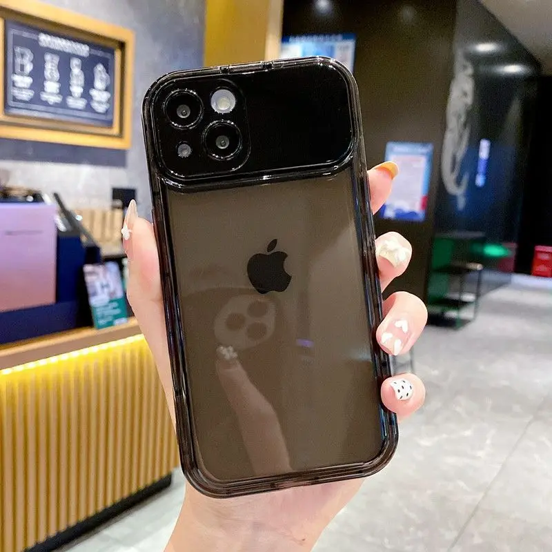 Capa de telefone transparente para iphone 15 14 11 12 13 pro max plus xr capa macia tpu à prova de choque com suporte para espelho de câmera flip